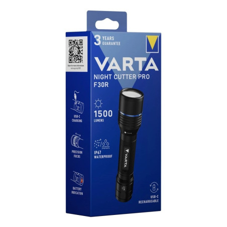 Varta Night Cutter Pro F30R Black Hand flashlight LED