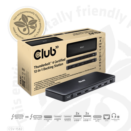 CLUB3D Thunderbolt™ 4 Certified 12-in-1 Docking Station