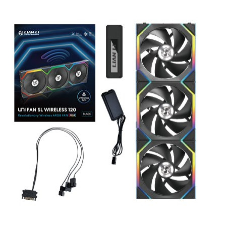 Lian Li UNI FAN SL Wireless ARGB PWM Fan, 3-Pack incl. Controller - 120 mm, black