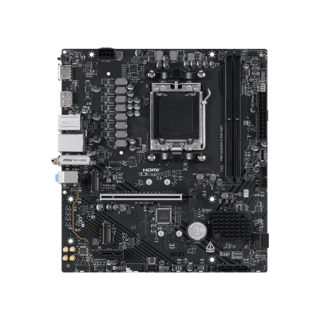 MSI PRO A620AM-G EVO WIFI | Processor family AMD | Processor socket AM5 | DDR5 | Number of SATA connectors 4 | Supported hard disk drive interfaces SATA, M.2