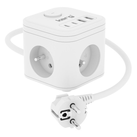 KERG SMART – 3-SOCKET POWER STRIP + USB-A+USB-C CHARGER 1.5M 3×1.5MM2 H05VV-F 16A/250V