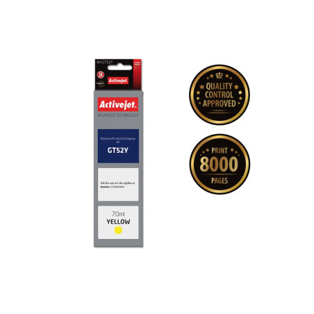 Activejet AH-GT52Y Ink Bottle (Replaces HP GT52Y M0H56AE; Supreme; 70 ml; 8000 pages, yellow)