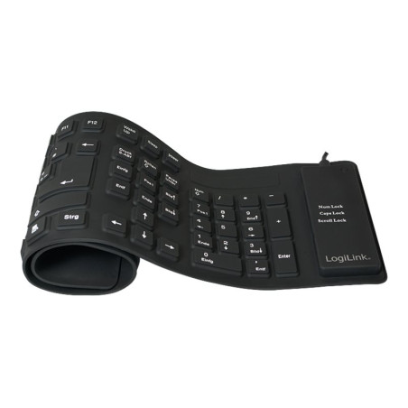 Logilink | Flexible waterproof Keyboard USB + PS/2 | ID0019A | Flexible keyboard | Wired | DE | Black