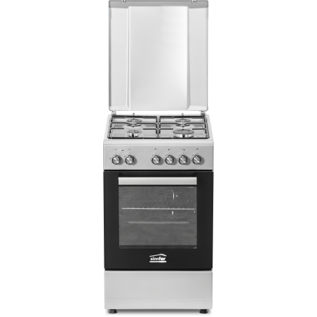 Simfer | Cooker | 5405SERGG | Hob type Gas | Oven type Electric | Stainless steel | Width 50 cm | Depth 60 cm | Electronic ignition | Energy efficiency class A | 43 L