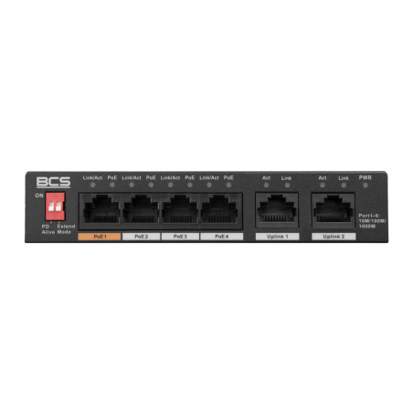 BCS BCS-L-SP04G02G(2) Unmanaged Gigabit Ethernet (10/100/1000) Power over Ethernet (PoE) Desktop Black