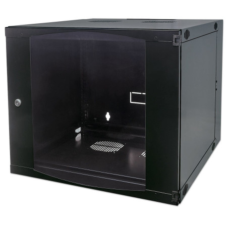 Intellinet 19" Network Cabinet - Wall Mount (Double Section Hinged Swing Out), 12U, 600mm Deep, Black, Flatpack, Max 30kg, Swings out for access to back of cabinet when installed on wall, Rack, Usable Depth 385mm, Parts for wall installation not included