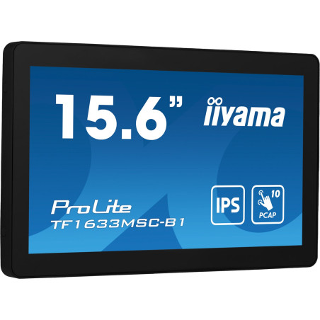 iiyama ProLite TF1633MSC-B1 computer monitor 39.6 cm (15.6") 1920 x 1080 pixels Full HD Touchscreen Black