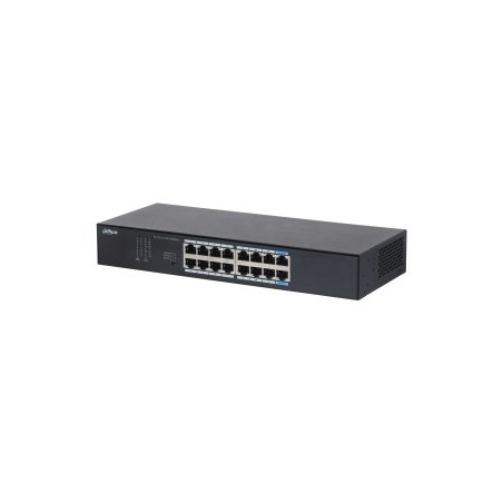 Dahua Technology S3016-16GT network switch Unmanaged L2 Gigabit Ethernet (10/100/1000) Desktop/Wall-Mounting Black