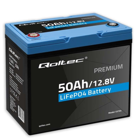 Qoltec LiFePO4 Lithium Iron Phosphate Battery | 12.8V | 50Ah | 640Wh| BMS