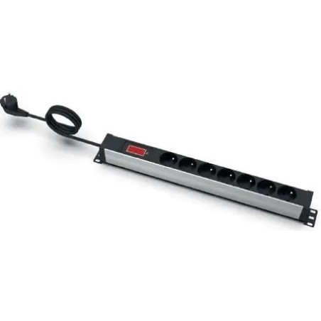 EMITERNET EmiterNet 19" 7-pole power strip with pin, ammeter, 3m cable, uni-schuko plug EM/LZ19.07F.3S.A