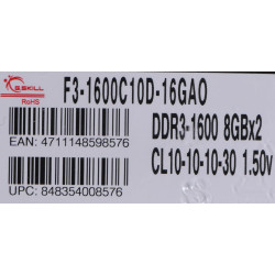 G.Skill 16GB PC3-12800 Kit...