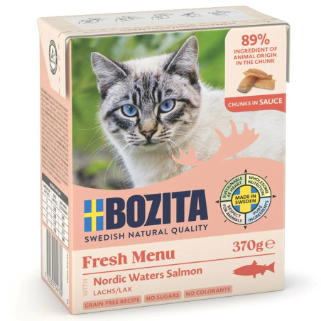 BOZITA Meat chunks with salmon in sauce – wet cat food – 370g