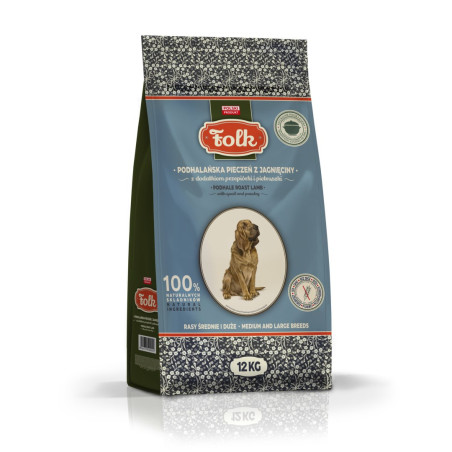 FOLK Medium and large breeds Podhale-style lamb roast with quail and parsley - dry dog food - 12kg