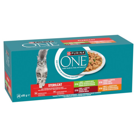 PURINA One Sterilcat Beef, salmon, chicken, turkey - wet cat food - 40x85g
