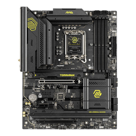 Mainboard|MSI|Intel B860 Express|LGA1851|ATX|Memory DDR5|Memory slots 4|1xPCI-Express 4.0 1x|1xPCI-Express 4.0 4x	|1xPCI-Express 5.0 16x|3xM.2|1xHDMI|1xDisplayPort|8xUSB 2.0|6xUSB 3.2|3xUSB-C|1xOptical S/PDIF|1xRJ45|3xAudio port|1xThunderbolt|MAGB860TOMAHAWKWIFI