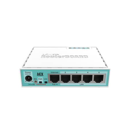 Mikrotik Wired Ethernet Router (No Wifi) RB750Gr3, hEX, Dual Core 880MHz CPU, 256MB RAM, 16 MB (MicroSD), 5xGigabit LAN, USB, PCB and Voltage temperature monitor, Beeper, IP20, Plastic Case, RouterOS L4 | MikroTik | Ethernet Router hEX | RB750Gr3 | No Wi-Fi | Ethernet LAN (RJ-45) ports 5 | Mesh Support No | MU-MiMO No | No mobile broadband | 1 | 12 month(s)