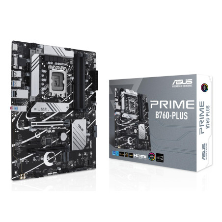 Mainboard|ASUS|Intel B760 Express|LGA1700|ATX|Memory DDR5|Memory slots 4|2xPCI-Express 3.0 1x|1xPCI-Express 4.0 16x|1xPCI-Express 5.0 16x|3xM.2|1x15pin D-sub|1xHDMI|1xDisplayPort|2xUSB 2.0|3xUSB 3.2|1xUSB-C|1xRJ45|3xAudio port|PRIMEB760-PLUS