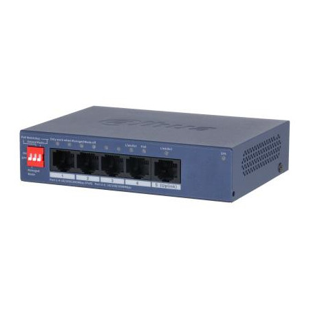 Switch|DAHUA|CS4005-4GT-36|Switch type Managed|Switch layer L2|Form factor Desktop/Wall-Mounting|5xRJ-45 ports|RJ-45 Ports Type Gigabit Ethernet (10/100/1000)|5xGigabit Ethernet (copper) ports quantity|Power over Ethernet (PoE) Yes|4xPower over Ethernet (PoE) ports quantity|Total Power over Ethernet (PoE) budget 36 W|CS4005-4GT-36