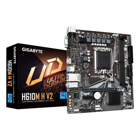 GIGABYTE H610M H V2 DDR5 Motherboard - Supports Intel Core 14th CPUs, 6+1+1 Hybrid Digital VRM, up to 3200MHz DDR5 (OC), 1xPCIe 3.0 M.2, GbE LAN, USB 3.2 Gen 1
