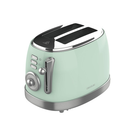Cecotec Toaster | Toast&Taste 800 Vintage | Power 850 W | Number of slots 2 | Housing material Stainless steel | Light Green