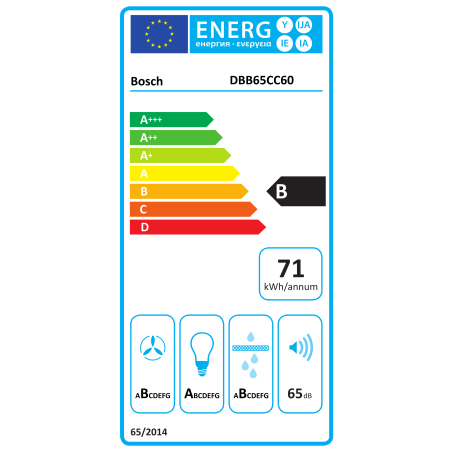 Bosch DBB65CC60 | Hood | Canopy | Energy efficiency class B | Width 60 cm | Mechanical | 582 m³/h | Matte Black | LED