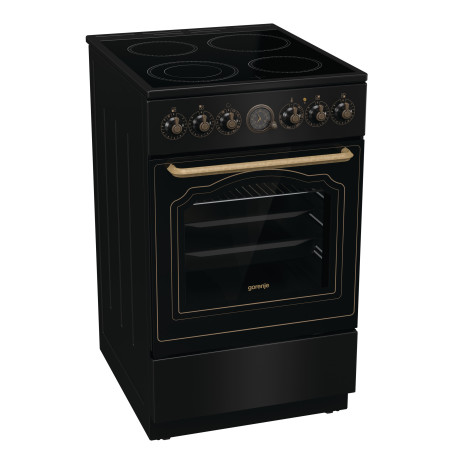 Gorenje Cooker | GECS5B70CLB | Hob type Vitroceramic | Oven type Electric | Black | Width 50 cm | Depth 59.4 cm | Energy efficiency class A | 70 L
