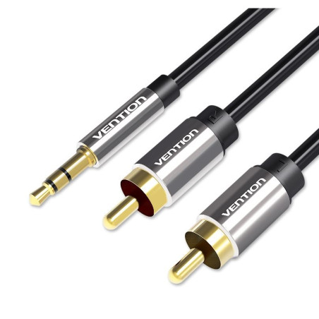 Vention 3.5mm Male to 2RCA Male Audio Cable 2M Black Metal Type