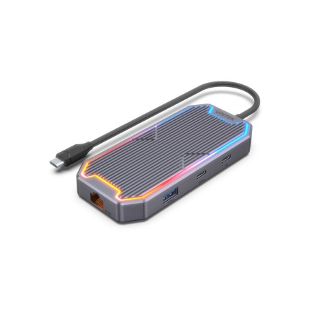 UNITEK uHUB S7+ Wired USB 3.2 Gen 2 (3.1 Gen 2) Type-C Grey