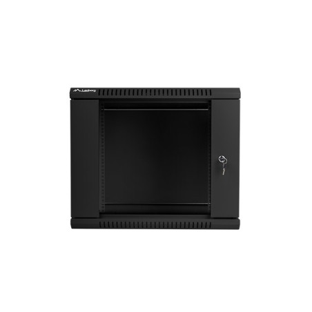Lanberg wall-mounted installation rack cabinet 19'' 9U 600x600mm black (glass door)