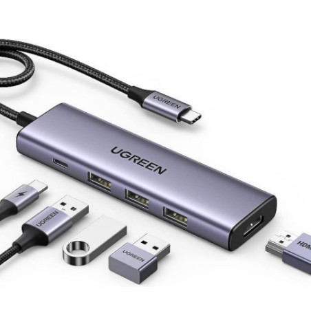 Ugreen 15596 laptop dock/port replicator Wired USB 3.2 Gen 1 (3.1 Gen 1) Type-A + Type-C Aluminium