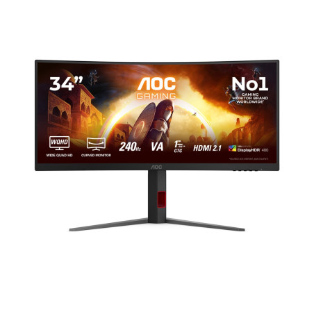 AOC G4 CU34G4Z computer monitor 86.4 cm (34") 3440 x 1440 pixels Wide Quad HD LED Black, Red
