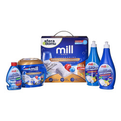 Mill dishwasher detergent set.