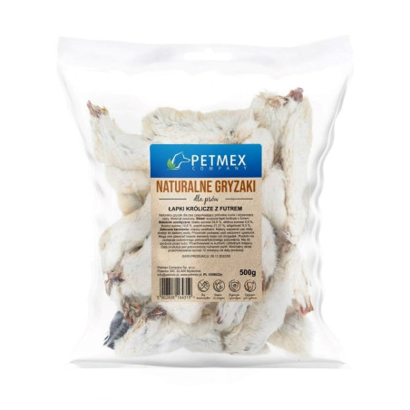 PETMEX Rabbit paws with fur Mono – dog treat – 500g