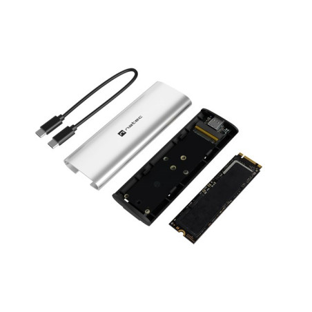 NATEC RHINO M.2 NVME LITE EXTERNAL SSD ENCLOSURE USB-C 3.2 GEN 2 ARCTIC SILVER