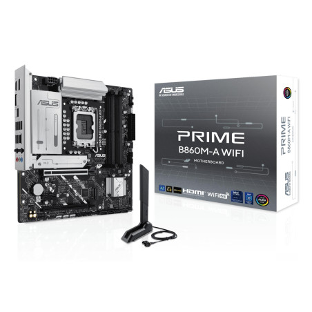 Mainboard|ASUS|Intel B860 Express|LGA1851|Micro-ATX|Memory DDR5|Memory slots 4|1xPCI-Express 4.0 1x|1xPCI-Express 4.0 16x|1xPCI-Express 5.0 16x|2xM.2|1xHDMI|1xDisplayPort|7xUSB 2.0|1xUSB-C|1xUSB-C w/Thunderbolt|1xOptical S/PDIF|1xRJ45|3xAudio port|PRIMEB860M-AWIFI