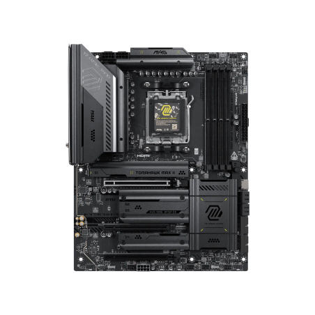 MSI MAG B850 TOMAHAWK MAX WIFI II | Processor family AMD | Processor socket AM5 | DDR5 | Supported hard disk drive interfaces SATA, M.2 | Number of SATA connectors 4