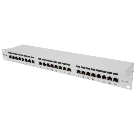 INTELLINET 24-Port Cat6a Patchpanel FTP 1HE  grau