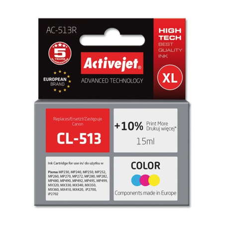 Activejet AC-513R Ink (replacement for Canon CL-513; Premium; 15 ml; color)