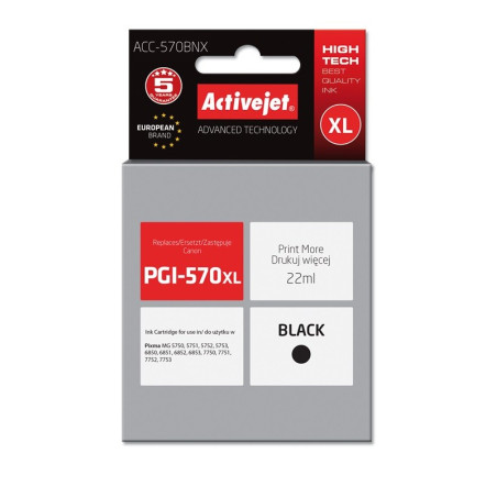 Activejet ACC-570BNX Ink (replacement for Canon PGI-570XLBk; Supreme; 22 ml; black)