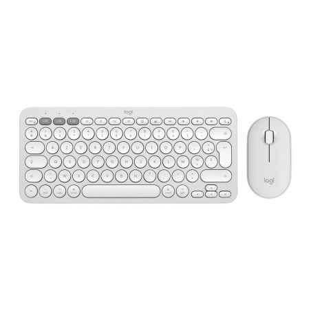 Logitech Pebble 2 Combo keyboard Mouse included Universal RF Wireless + Bluetooth QWERTY US International White