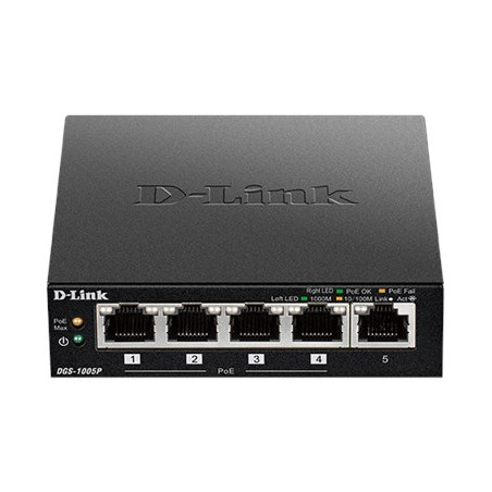 D-Link DGS-1005P/E network switch Unmanaged Gigabit Ethernet (10/100/1000) Power over Ethernet (PoE) Black