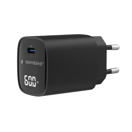 Gembird TA-UC-1C-PD60LCD-01-BK 60W USB Type-C fast charger, LCD, black