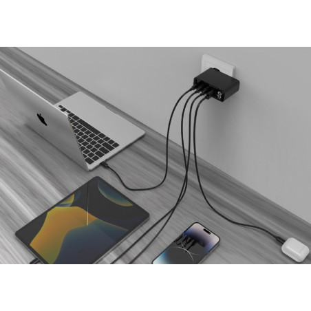 Gembird TA-UC-PDQC100LCD-01-BK mobile device charger Laptop, Smartphone Black AC Fast charging Indoor