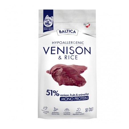 BALTICA Nutraceutic Hypoallergenic Small breeds Venison with rice - dry dog food - 3kg