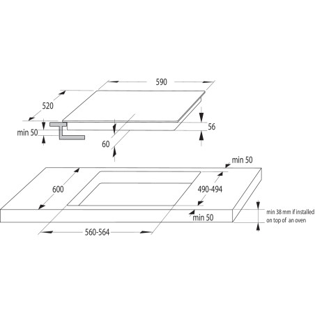 Gorenje GI6401BSCE Black Built-in 59 cm Zone induction hob 4 zone(s)