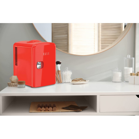 ELLE Home ESDAF101RDEU 4L Mini Fridge Red
