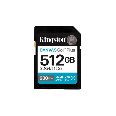 Kingston | Canvas Go! Plus | 512 GB | SD | Flash memory class Class 10, UHS-I, U3, V30