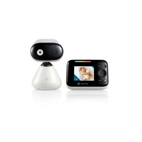 Motorola | Video Baby Monitor | PIP1200 2.8" | 2.8" diagonal color screen; 2.4GHz FHSS wireless technology for in-home viewing; Digital zoom; Secure and private connection; LED sound level indicator; Two-way talk; Room temperature monitoring; Infrared night vision; High sensitivity microphone; Rechargeable parent unit; Wall Mount (using bracket provided) | White/Black