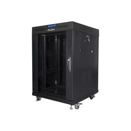 Lanberg | Rack cabinet 19" free-standing 15U/600x600 (flat pack) with glass door, LCD | FF01-6615-12BL | Black