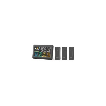 Sencor SWS 6300 Stacja pogodowa czarna / kolorowy wyświetlacz LCD / 3x czujnik bezprzewodowy